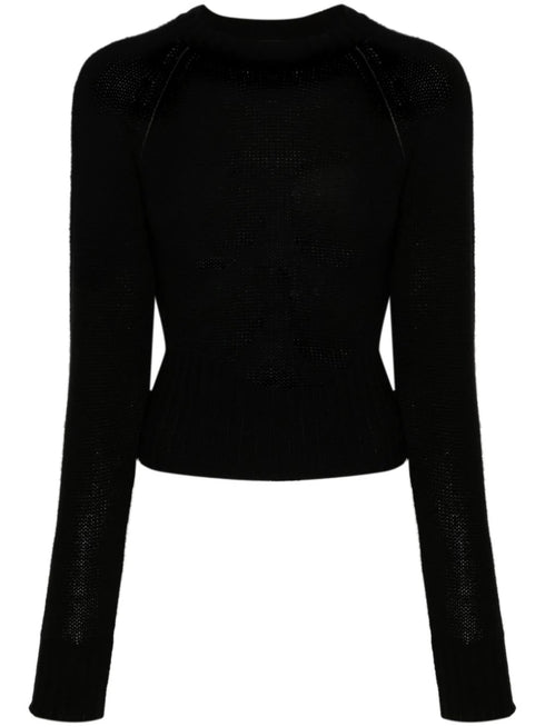 raglan-sleeves trimmed jumper